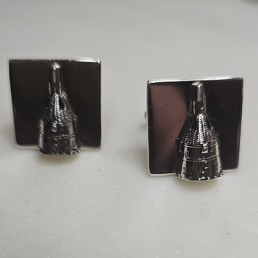 60's Vintage NASA Cufflinks GeminiSpace Capsule Atomic JetAge Rocket Balfour MCM